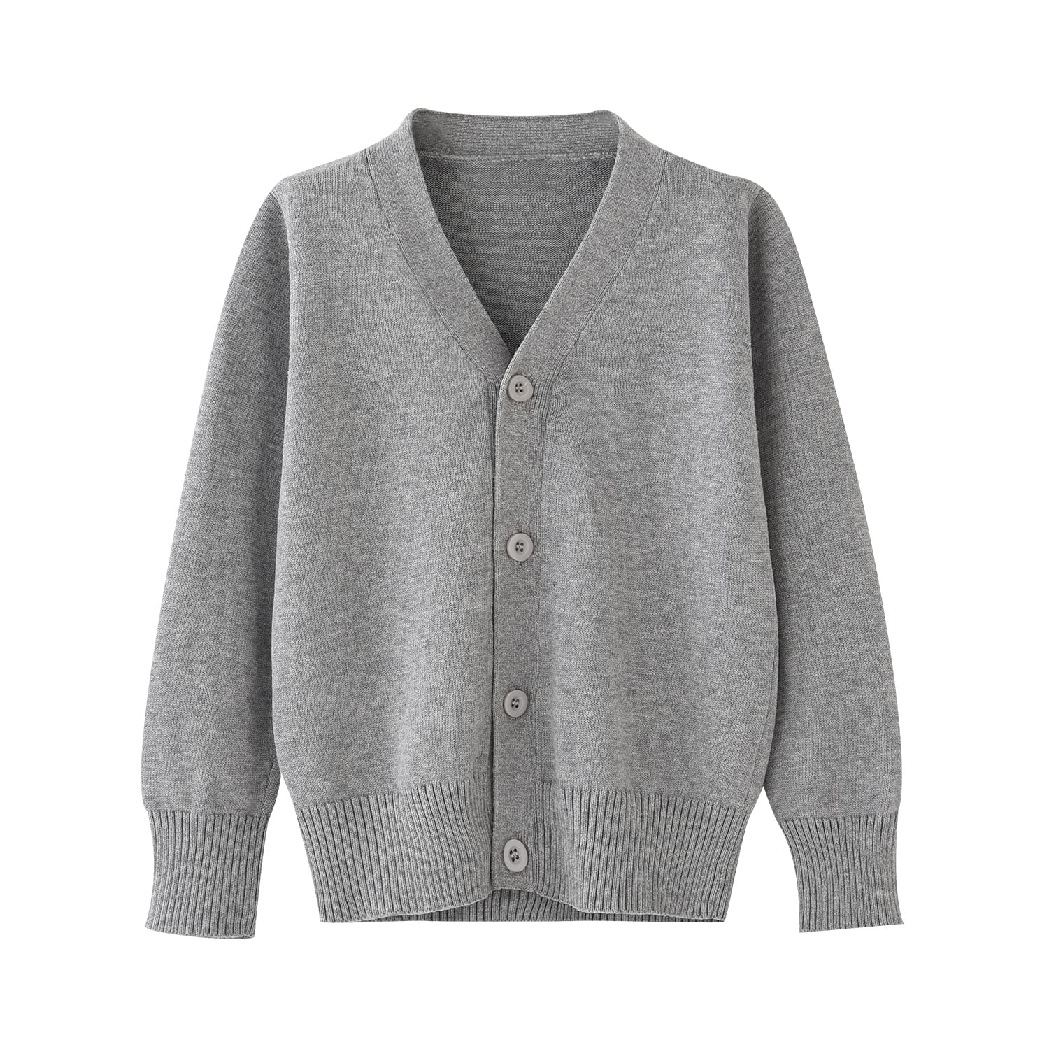 V Neck Light Grey School Cardigan Washable High-gauge V Neck Cardigan